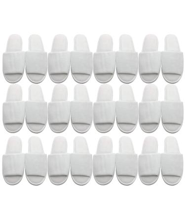 TRAVELWELL 12 Pairs per Case Open Toe Terry Spa Slippers Bulk Hotel Unisex Slippers for Women and Men White