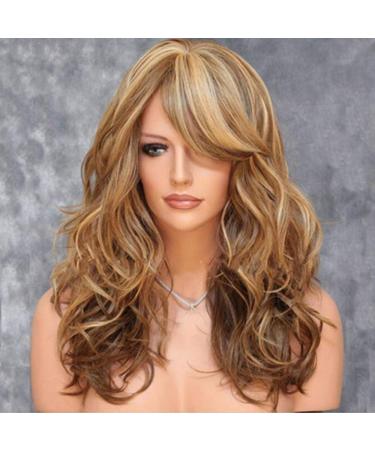 60cm Heat-Resistant Long Blonde Curly Wig - Full Wavy Synthetic Fiber for Women - Adhesive-Free Middle Parting - Buy Online on GoSupps.com