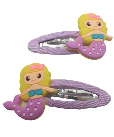 Topkids Accessories Mermaid Ribbon Wrapped Snap Hair Clip Small Hair Clips Girls Hair Accessories Baby Hair Clips Girls Hair Clips Mini Hair Clips Toddler Clips Pin Curl Clips (Lilac Mermaid)