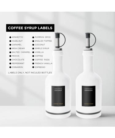 Joyfulmap Coffee Syrup Labels for Caramel Vanilla Mocha Classic Bottles Minimalist bar Espresso Bean Chocolate Mint Pre-Printed Stickers Flushable Waterproof and Oil-Proof(Black) - Buy Online on GoSupps.com