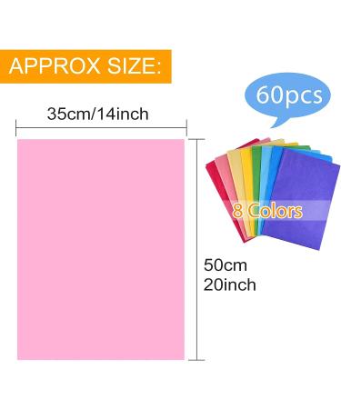 60 Sheets Pastel Colored Tissue Paper Set - 8 Assorted Colors for Gift Wrapping, Art & Craft - Bulk Pack for Birthdays, Easter, Parties - 20x14 inch - Buy Online on GoSupps.com