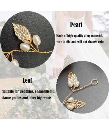 Prosy Bridal Jewelry - Gold Hair Vine with Leaves & Pearls | Elegant Headdress & Hair Accessories for Weddings - Buy Online on GoSupps.com