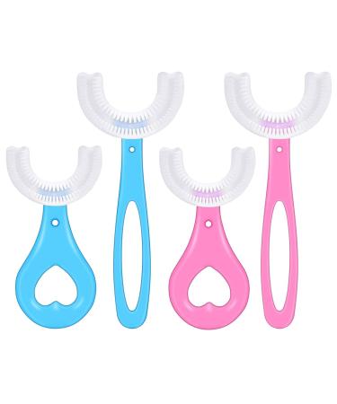 4 pieces of children toothbrush all-round cleaning 360 degrees U-shaped children's toothbrush baby toothbrush soft silicone bristles for children from 2-12 years)