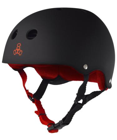 Triple Eight Sweatsaver Liner Skateboarding Helmet Medium Black Rubber w/ Red