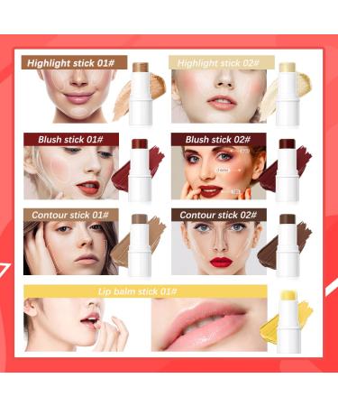 Ibcccndc Professional Makeup Sticks Kit - Cream Contour, Blush, Highlighter, Bronze Pen, Lip Balm Stick - Moisturizing Gift Set - Buy Online on GoSupps.com