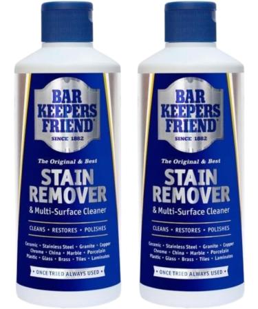 Bar Keepers Friend Original Multi Surface Cleaner & Stain Remover Powder | 2 pack | 2 x 250g Bottle + Elbow Grease Scrubbing Pad - Buy Online on GoSupps.com