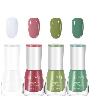 Green Nail Polish Nail Varnish - Quick Dry & Long Lasting Matcha Green Nail Varnish - Non-Toxic Water Based Holographic Nail Polish - Glossy Chip Resistant for DIY Nail Art at Home Salon (4PCS Green)