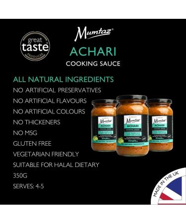 Mumtaz ACHARI Indian Curry Cooking Sauce 350g Pack of 3 Restaurant Quality at Home - Medium Spiced Serves 4-5 All Natural Ingredients Gluten Free Vegetarian Friendly. - Buy Online on GoSupps.com