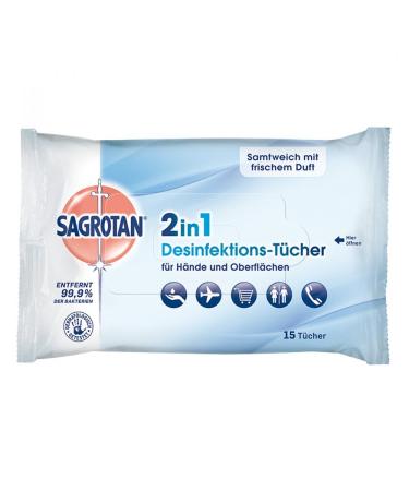 Sagrotan 2in1 disinfectant wipes 15 pcs
