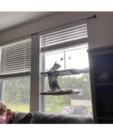 Cat Window Perch Deluxe Double Layer with Free Fleece Blanket & Toys | Large Cat Hammock for 55 lbs Cats | Space-Saving Sunbathing Bed - Buy Online on GoSupps.com