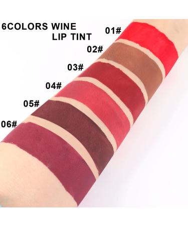 Matte Red Wine Liquid Lipstick Set - Long Lasting 24 Hour Waterproof Formula - 6 Colors - Velvet Finish - Pigmented Lip Makeup Gift for Girls and Women - Buy Online on GoSupps.com