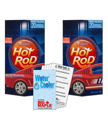 Hot Rod Sausage Snacks Original Flavour (2) Package Bundle (40 total individual sticks) with Water Cooler Trivia Game by BIG MAPLE . Great Snack for Lunch Road Trips School Home Office