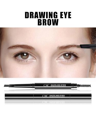 QIC 0.3g Double-Headed Eyebrow Pencil | Waterproof Triangle Refill & Brush | Light Brown Shade | Long-Lasting Eyebrow Pen for Beginner | Cosmetic Eye Makeup Tool - Buy Online on GoSupps.com