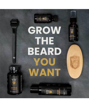 Beard Club Advanced Beard Growth Kit - Derma Roller, Growth Oil, Vitamins, Spray, Shampoo & Brush - Buy Online on GoSupps.com