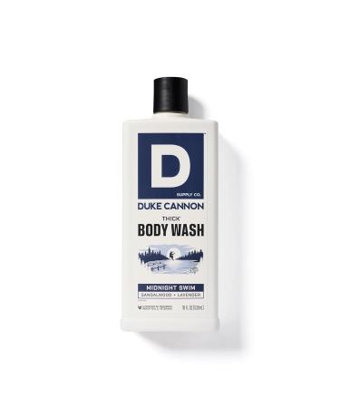 Duke Cannon Supply Co. Thick High Viscosity Body Wash - 3X Thicker Cleansing Shower and Bath Gel Mineral-Enriched Body Wash for Men - Sandalwood + Lavender - Mens Body Scrub - Midnight Swim (18 oz) - Buy Online on GoSupps.com