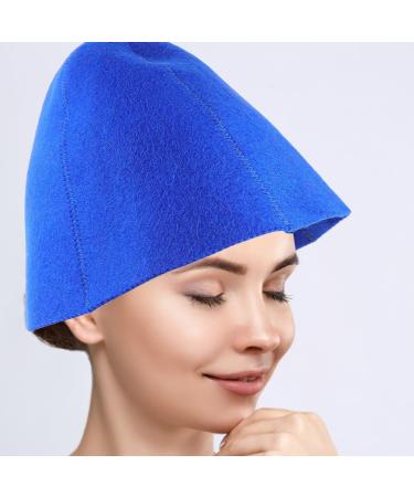 Yardwe 2-Piece Wool Felt Sauna Hat Set for Men & Women - Blue Water-Absorbing Shower Cap for Hair Protection - Buy Online on GoSupps.com