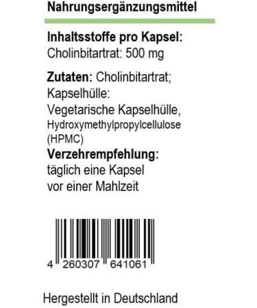 Buy Pure Choline Supplements | Vegetarian Capsule | German Quality | International Shipping - Buy Online on GoSupps.com
