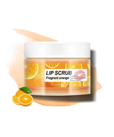 Lip Scrub - Lip Scrubber Exfoliator with Orange Gentle Ultra-Hydrating Lips Exfoliator Scrub for Women Dry Cracked Dark Dead Skin Lips for A Softer & Smoother 1.76 oz