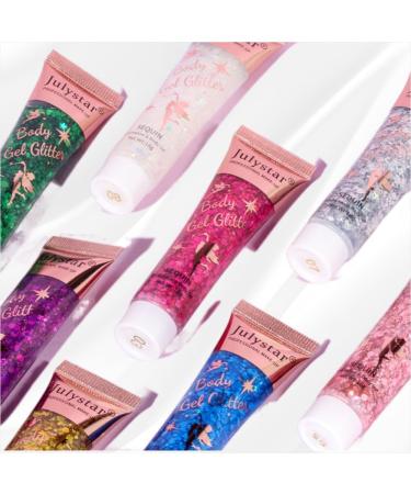 8 Color Body Glitter - Silver & White Self Adhesive Gel | Long-Lasting Cosmetic Glitter for Face Hair Eyes Lips & Nails - Perfect for Festivals & Raves | 46g - Buy Online on GoSupps.com