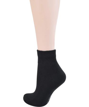 Yomandamor Diabetic Ankle Socks for Women - 5 Pairs, Size 3-8, Solid Black - Buy Online on GoSupps.com