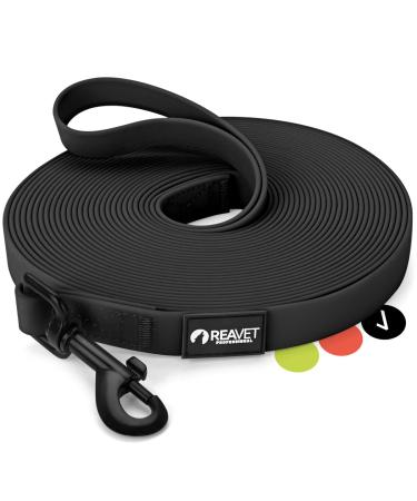 Reavet drag line for dogs 10 meters black i robust & waterproof dog leash long i practice leash with padded handle training line running line for large & small dogs 10 meters black