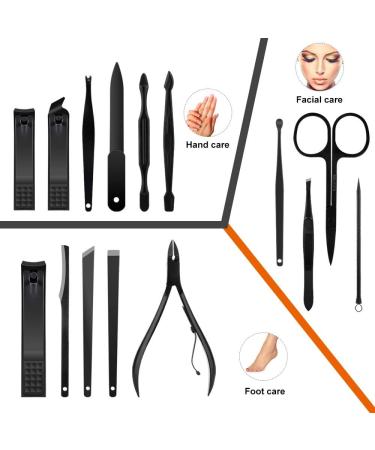 PSGS 1 Set Black Stainless Steel Nail Clipper Cutter Trimmer Scissor Tweezers Knife Ear Pick Grooming Kit Manicure Pedicure Toe Tools (Color : 15pcs Yellow) - Buy Online on GoSupps.com