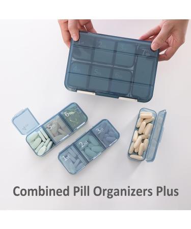 Buy Pill Organizer Plus - 7 Compartment Travel Medicine Box | Large Capacity Portable Vitamins Case - Blue - Buy Online on GoSupps.com