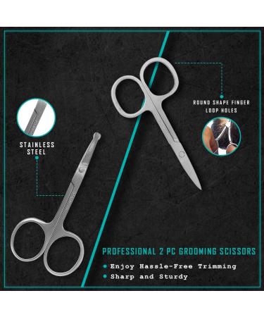 Groovy Trimming Scissors - Safety Tip Grooming Scissors for Men & Women | Eyebrow Nose Beard & Ear Hair Trimming - Buy Online on GoSupps.com