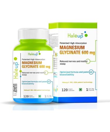 Magnesium Glycinate Supplement 600mg for Men Women | High Absorption Chelated Form for Healthy Muscles Nerves -Vegetable 120 Capsules