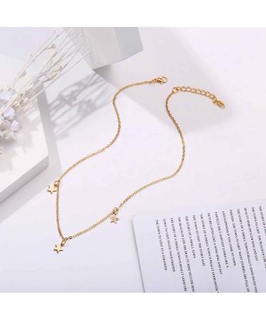 Boho Star Choker Necklace - Gold Dangle Star Jewelry for Women & Girls | Minimalist Collar Necklace - Buy Online on GoSupps.com