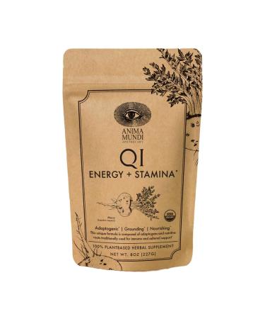 Anima Mundi Apothecary Qi Energy & Protein Superfood Powder - Adaptogenic Adrenal Support Supplement with Ashwagandha & Slippery Elm - Mood & Energy Support Supplement & Protein Powder (8oz / 227g)
