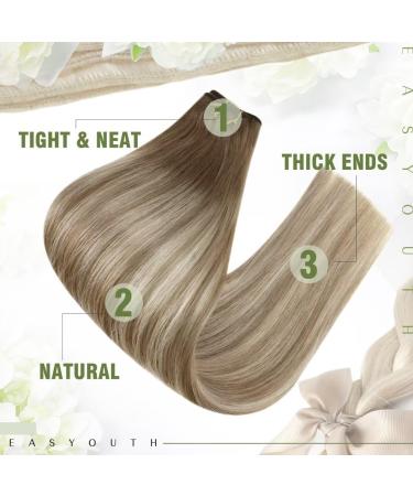 Easyouth Double Weft Balayage Brown to Platinum Blonde Human Hair Extensions 16 Inch 100g Remy Real Hair #6/60/6 - Buy Online on GoSupps.com