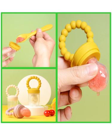 Baby Fruit Food Feeder Pacifier Teether for Babies 4 M+ Milk Frozen Set 2in1 Teether Toy Made of Soft Silicone Feeder for Infant Safely Self Feeding BPA-Free Grey-green - Buy Online on GoSupps.com