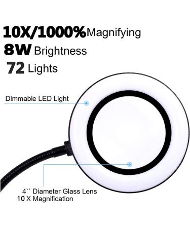 10X Magnifying Lamp with Light & Clip | Adjustable Gooseneck & 3 Color Modes | USB Powered Magnifier for Hobbies, Reading, Crafts - Buy Online on GoSupps.com