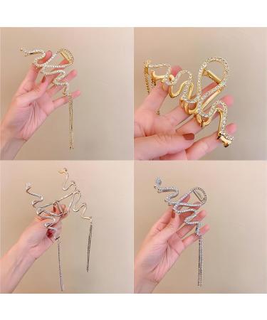 Deluxe Metal Rhinestone Snake Claw Clip for Thick Hair - Silver - Buy Online on GoSupps.com