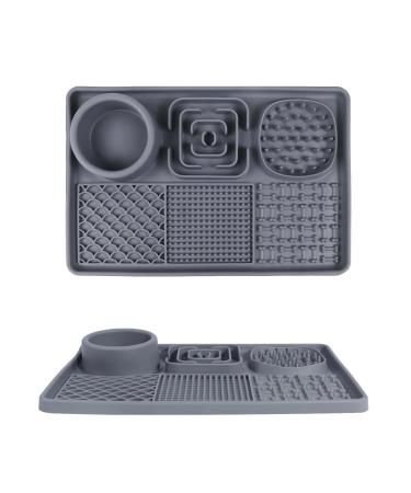 Aodaliy Upgrade XL Silicone Slip mat for dog cats free from bpa + Large suction cup dog leakage mat cat lick mat pet a great idea the dog while shower brushing out (gray)