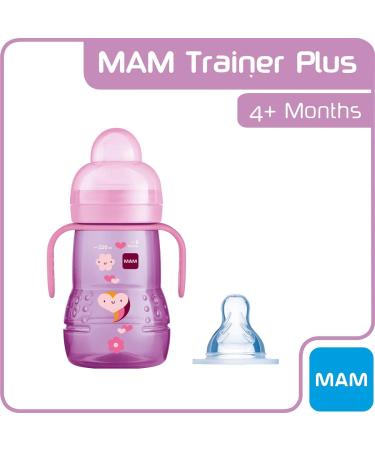 MAM Trainer+ 220ml Baby Cup | Suitable for 4+ Months | Spill-Free Toddler Cup | Pink | Designs May Vary - Buy Online on GoSupps.com