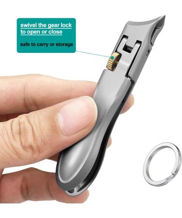 SGNEKOO Wide Jaw Toenail Clippers Set with Safety Lock - Heavy Duty Fingernail Cutter for Thick Nails - Anti Splash Design - Ideal for Men, Adults, Seniors - Includes Nail File (Slanted-CL3P) - Buy Online on GoSupps.com