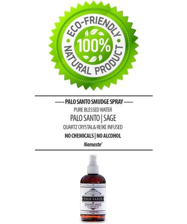 Palo Santo Smudge Spray 8 FL OZ - Premium Pure Palo Santo & Sage Essential Oils | Crystal & Reiki Infused for Energy Clearing, Purifying, Healing - Smokeless Alternative - Buy Online on GoSupps.com