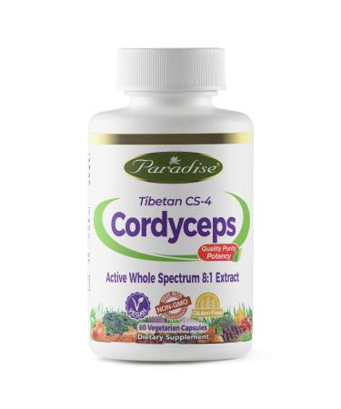 Paradise Herbs Tibetan CS-4 Cordyceps 60 Vegetarian Capsules