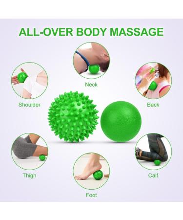 Uraqt Fascia Massage Balls Set - 2 Small Hedgehog Balls for Muscle Tension Relief | Ideal for Feet Back Neck & Hands (Green) - Buy Online on GoSupps.com