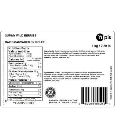 Yupik Gummy Wild Berries 1 kg 6 Count Gluten-Free Crunchy & Chewy Gummies Fruity Flavor Raspberry & Blackberry-Shaped Fun Treat Sweet Candy Ideal for Gifting Holidays & Decorating - Buy Online on GoSupps.com