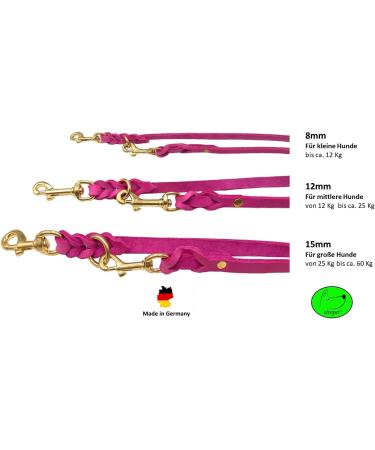 Buy Dogeline Fat Leather & Brass Leash for Small & Large Dogs - Adjustable Double Linen 2.40m x 8mm in Pink | International Shipping Available - Buy Online on GoSupps.com