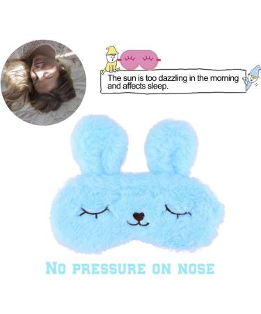 ULIFEMALL Cute 10 Rabbit Blue Sleeping Mask - Soft Fluffy Plush Bunny Blindfold for Kids, Girls, Boys, Women - Perfect for Night, Nap, Travel, Meditation - Buy Online on GoSupps.com