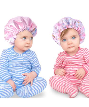 3 Pieces Kids Unicorn Satin Bonnet Set | Adjustable Sleeping Cap for Natural Hair | Pink Night Hats for Teens, Toddlers, Child, Babies | Reversible Double C-unicorn - Buy Online on GoSupps.com