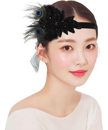 Peacock Headband Vintage 1920S Flapper Headband Headpiece Hairband Headdress Hair Accessory for Women - Buy Online on GoSupps.com