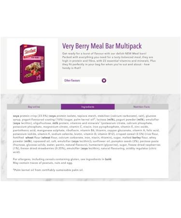 Slim Fast Meal Replacement Very Berry High Protein (4X Box of 4 Total 16 Bars) - Buy Online on GoSupps.com