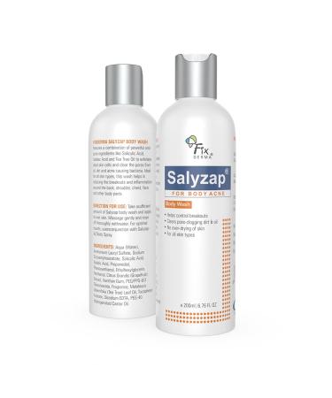 FIXDERMA Salyzap 2% Salicylic Acid Body Wash with Tea Tree Oil for Skin | salicylic acid wash body | Cleanser for Acne Prone Skin | Body Wash for Acne - 6.76 Fl Oz