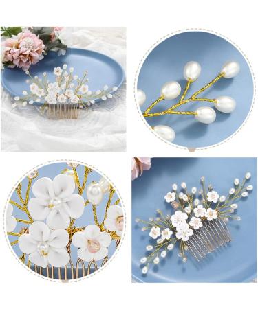 ISLHJDD Bridal Wedding Vine Hair Combs Gold Bridal Hair Barrettes Pins Crystal Pearl Hair Comb Wedding Hair Accessory Decorative Wedding Hair Comb Hair Accessories for Brides Girls - Buy Online on GoSupps.com