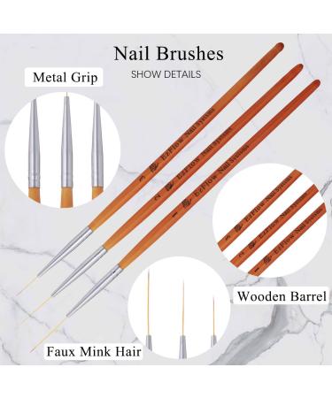 Nail Liner Brush Set - 3 Pieces Nail Art Drawing Tools for Fine Details Patterns & Flowers - International Shipping Available - Buy Online on GoSupps.com